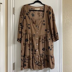 Saltwater LUXE Brown Floral Button Up Dress